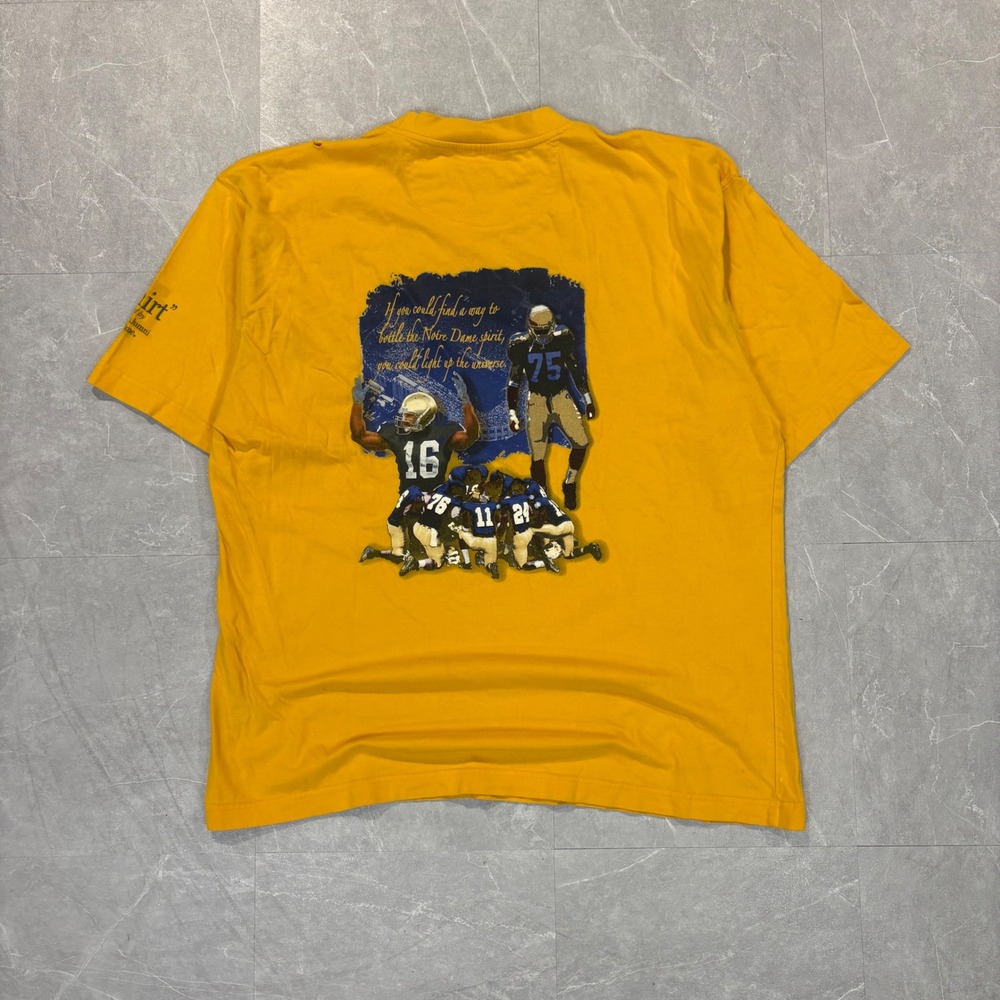 Vintage 2005 Notre Dame Football The Spirit Lives T-Shirt Mens XL Yellow Proedge